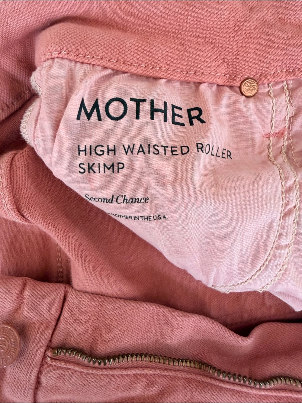 MOTHER The High Waisted Roller Skimp Jeans 26 Second Chance Dusty Rose Wide Leg - Picture 7 of 11
